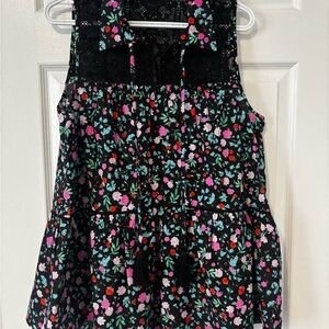 Floral Sleeveless Top with Lace Detail by Kate Spade